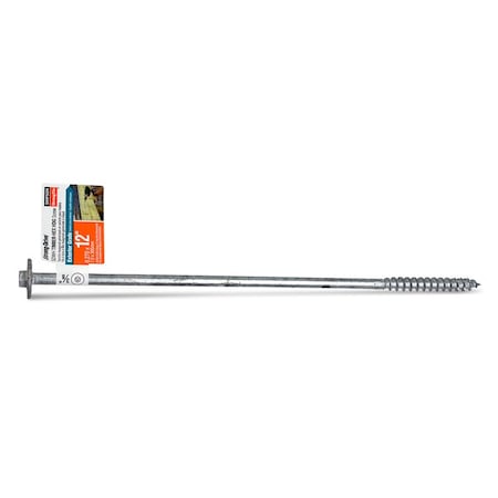 Simpson Strong-Tie Lag Screw, #2, 12 in, Steel, Galvanized Hex Drive SDWH271200-RP1